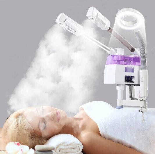 Hot and Cold Facial Steamer with Magnifying LED Lamp
